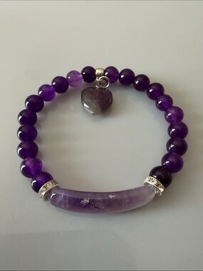 Natural amethyst gemstone bead bracelet size M-L